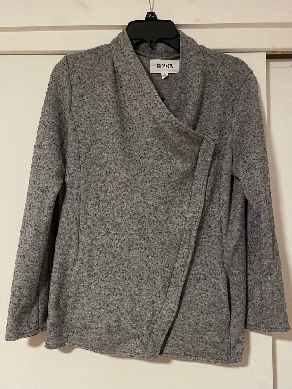 BB Dakota Heather Gray Asymmetric Wrap Cardigan jacket AS